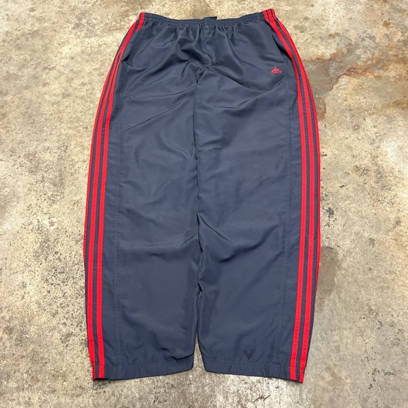 Y2K Adidas Track Pants Men’s Extra Large Gray Red Baggy Lightweight Streetwear - Picture 1 of 5